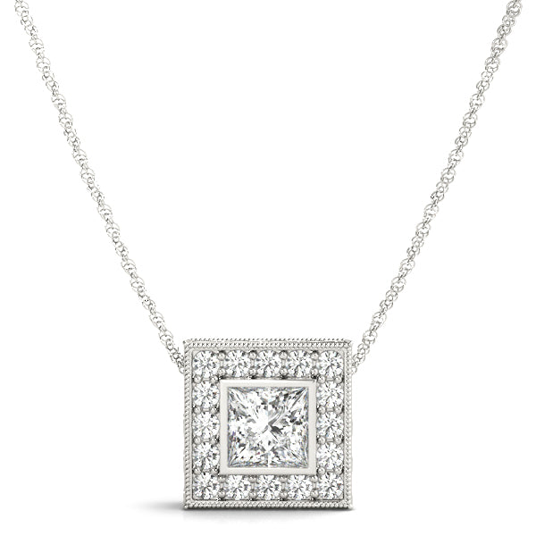 Square Halo Diamond Pendant · 0.74 ct tw
