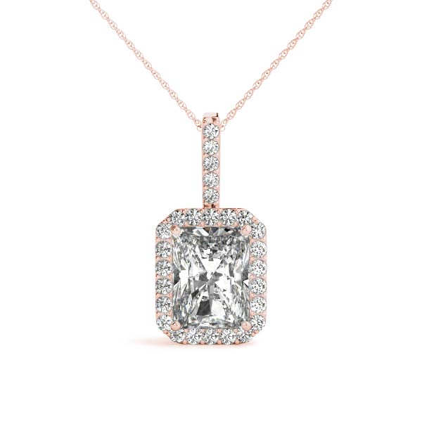 Emerald Halo Diamond Pendant · 0.19 ct tw