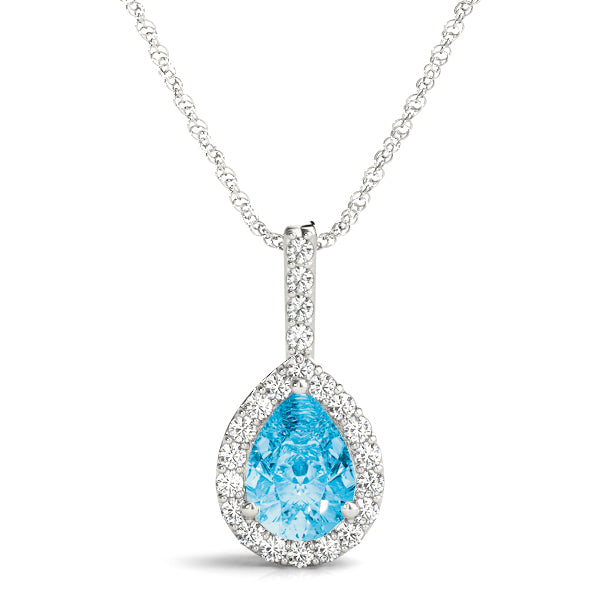 Pear Halo Diamond Pendant · 0.21 ct tw