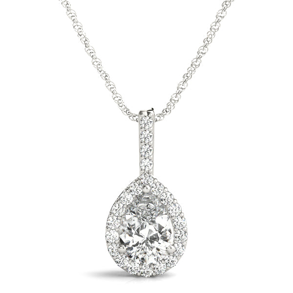 Pear Halo Diamond Pendant · 0.21 ct tw