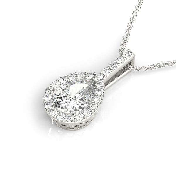 Pear Halo Diamond Pendant · 0.18 ct tw