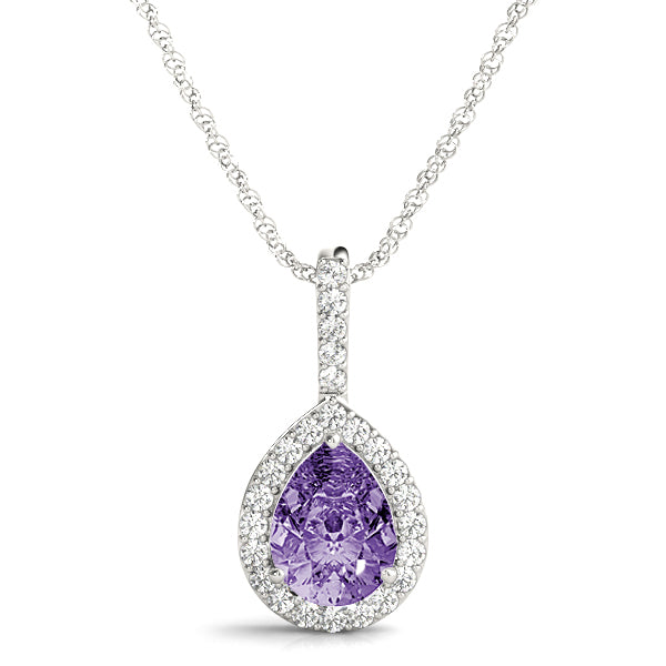 Pear Halo Diamond Pendant · 0.57 ct tw