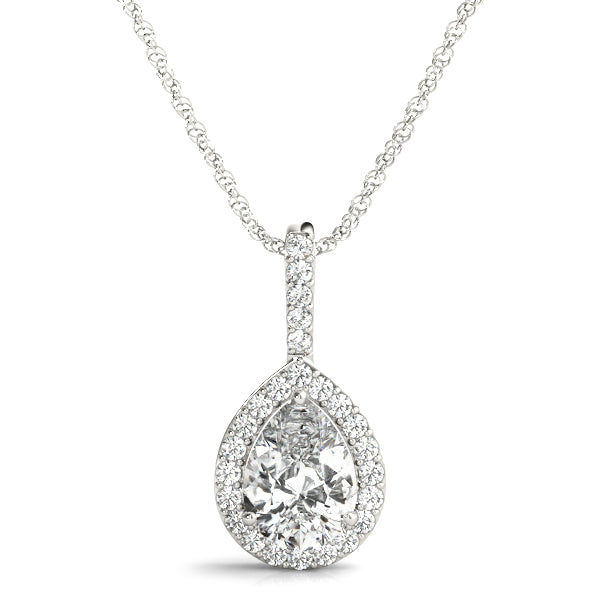 Pear Halo Diamond Pendant · 0.57 ct tw