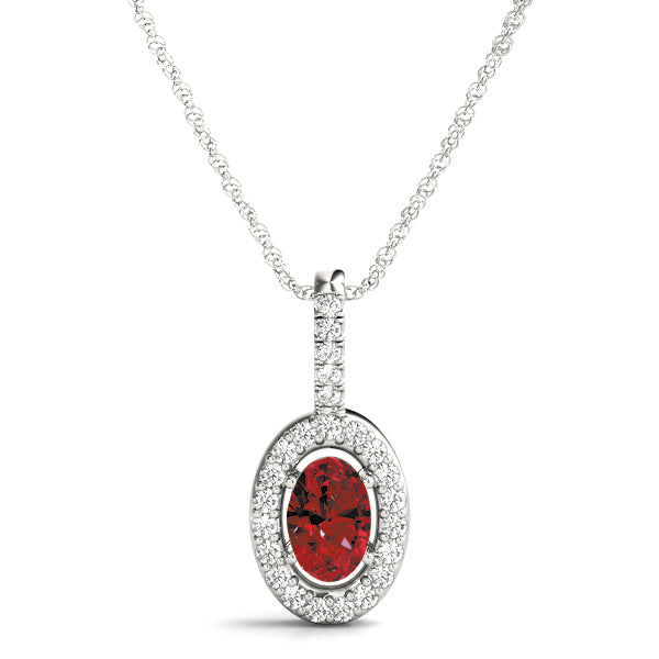 Oval Halo Diamond Pendant · 0.50 ct tw