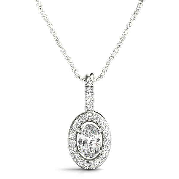Oval Halo Diamond Pendant · 0.50 ct tw