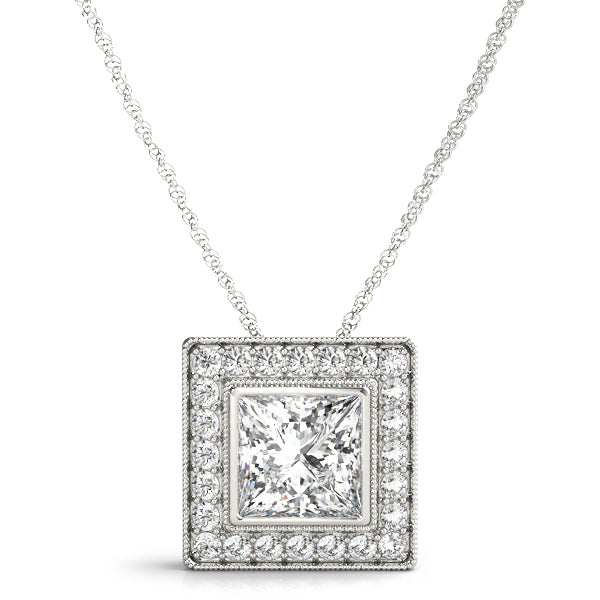 Square Halo Diamond Pendant · 2.04 ct tw