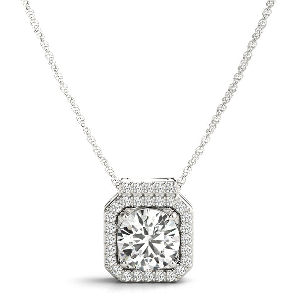 Round Halo Diamond Pendant · 1.15 ct tw