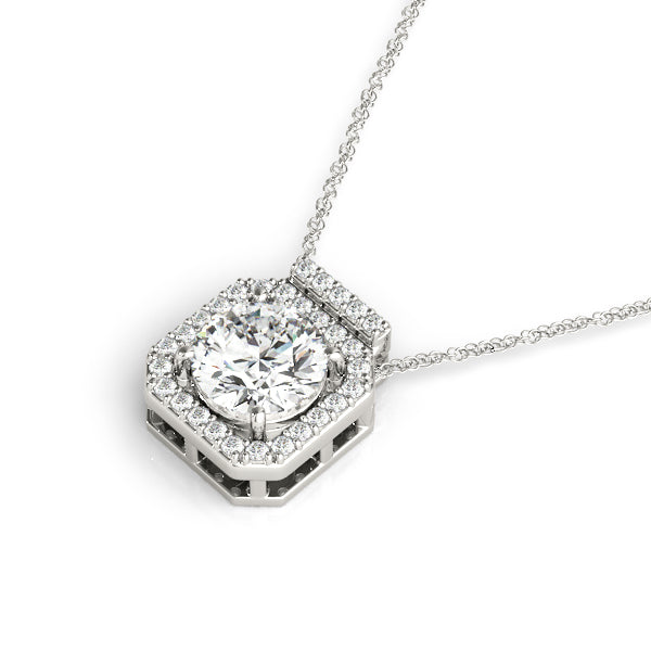 Round Halo Diamond Pendant · 1.15 ct tw
