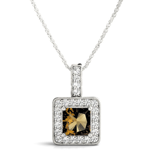 Square Halo Diamond Pendant · 0.95 ct tw