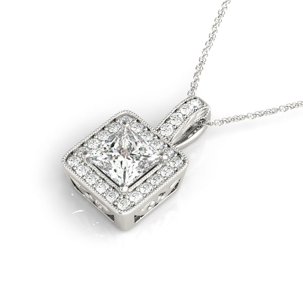 Square Halo Diamond Pendant · 0.95 ct tw