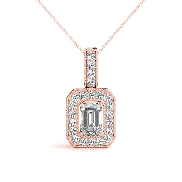 Emerald Halo Diamond Pendant · 0.82 ct tw