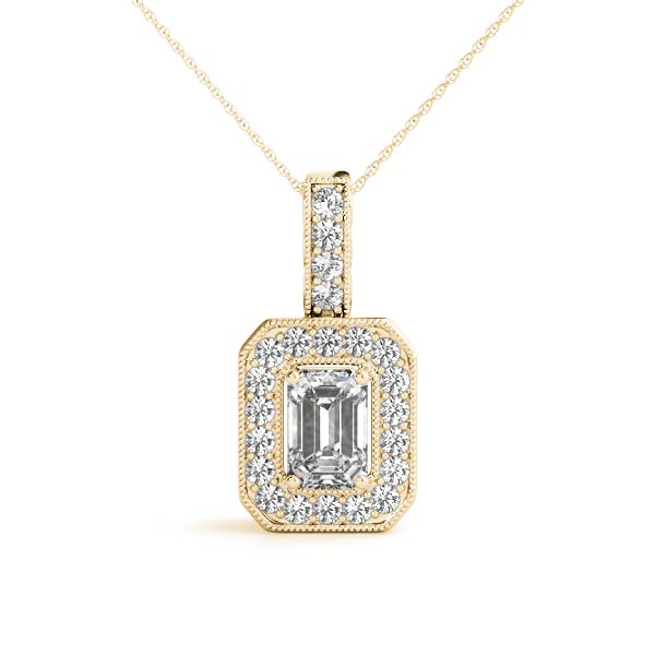 Emerald Halo Diamond Pendant · 0.26 ct tw