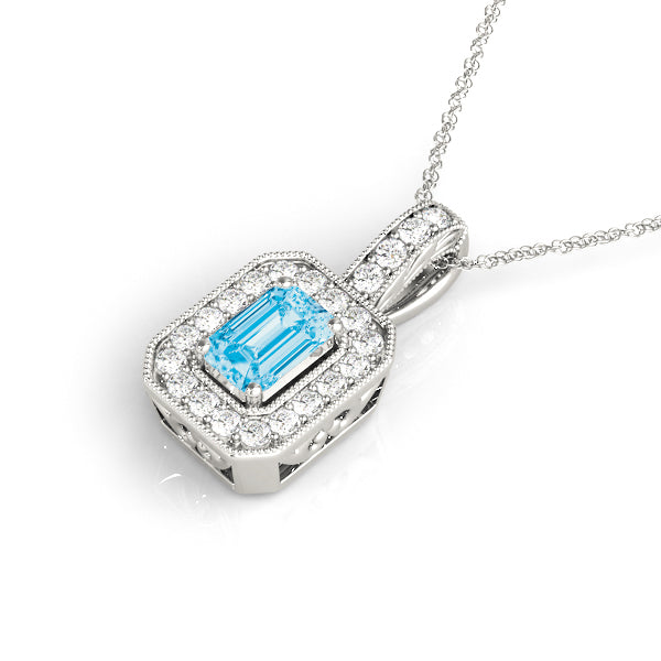 Emerald Halo Millgrain Diamond Pendant · 0.32 ct tw