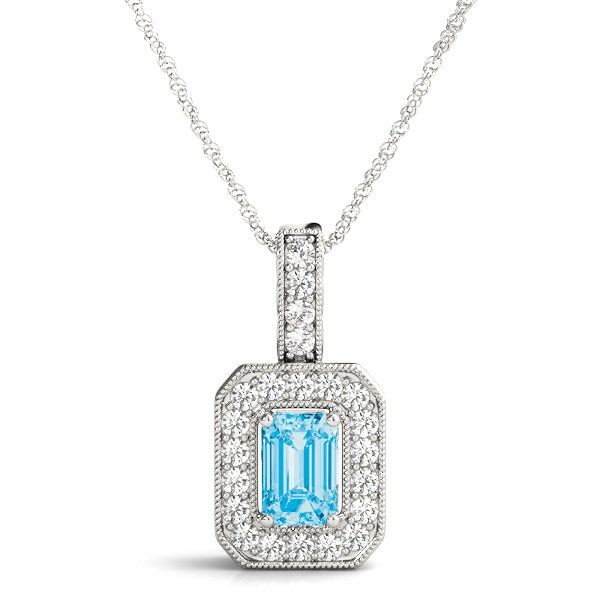 Emerald Halo Millgrain Diamond Pendant · 0.32 ct tw