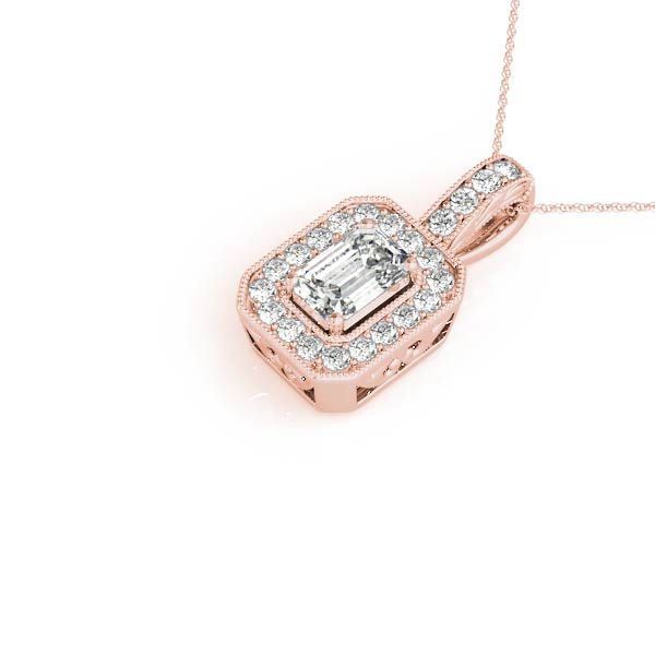 Emerald Halo Millgrain Diamond Pendant · 0.32 ct tw