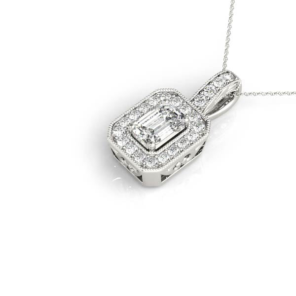 Emerald Halo Millgrain Diamond Pendant · 0.32 ct tw