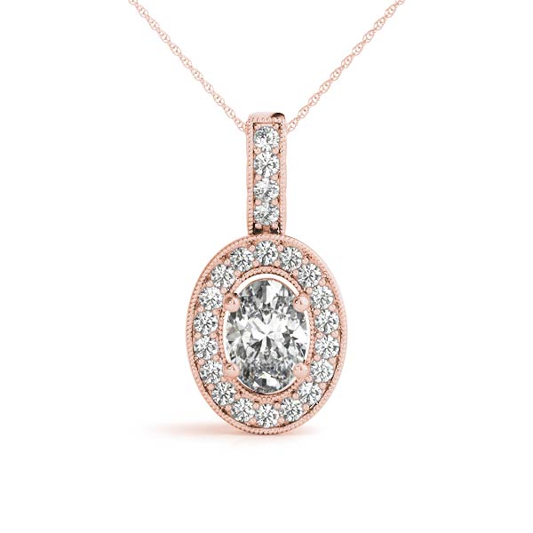 Oval Halo Diamond Pendant · 0.58 ct tw