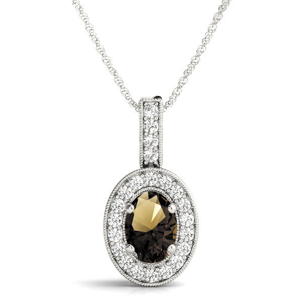 Oval Halo Diamond Pendant · 0.58 ct tw