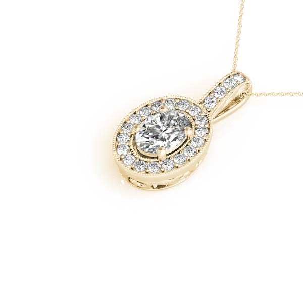 Oval Halo Millgrain Diamond Pendant · 0.33 ct tw