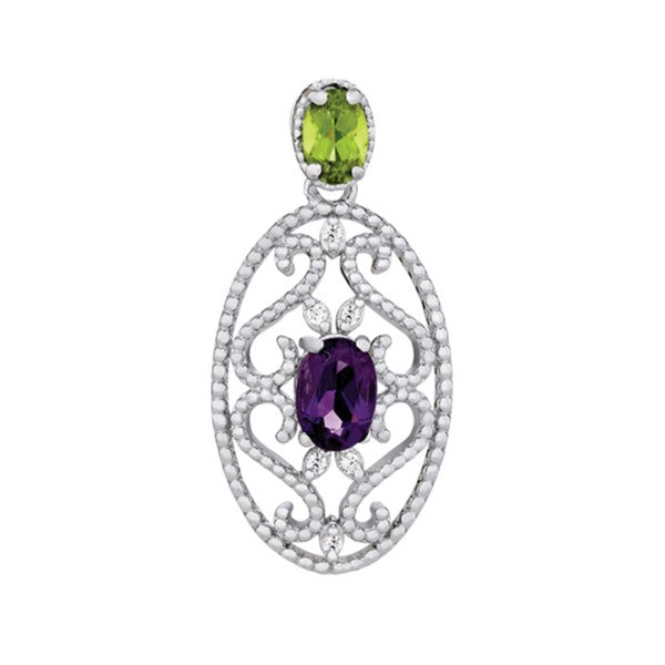 Oval Gemstone Pendant · 0.04 ct tw