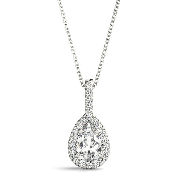 Pear Halo Diamond Pendant · 0.35 ct tw