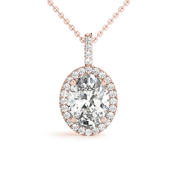 Oval Halo Diamond Pendant · 0.35 ct tw