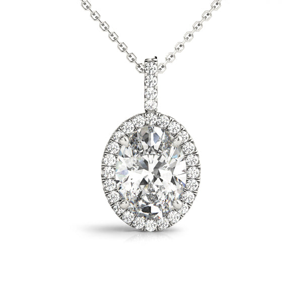 Oval Halo Diamond Pendant · 0.35 ct tw