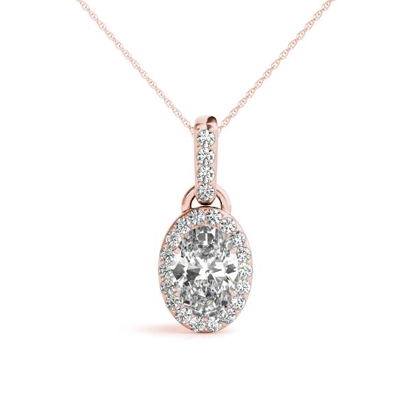 Oval Halo Diamond Pendant · 0.20 ct tw