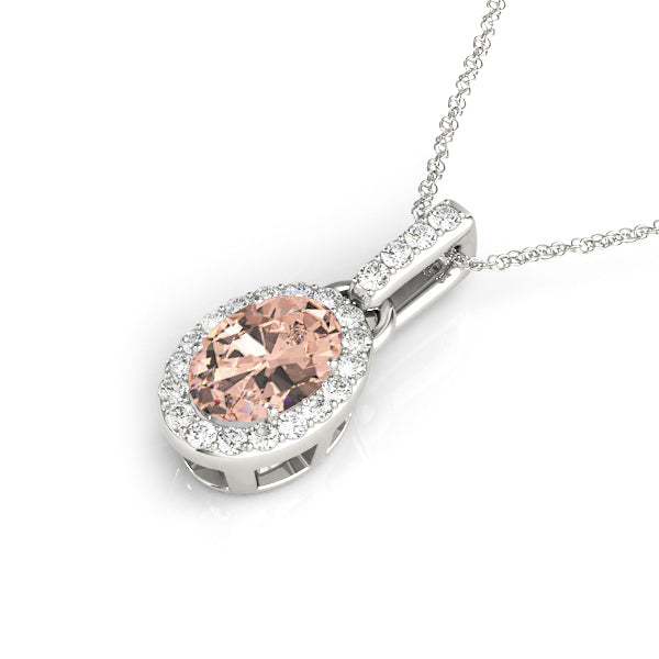 Oval Halo Diamond Pendant · 0.22 ct tw