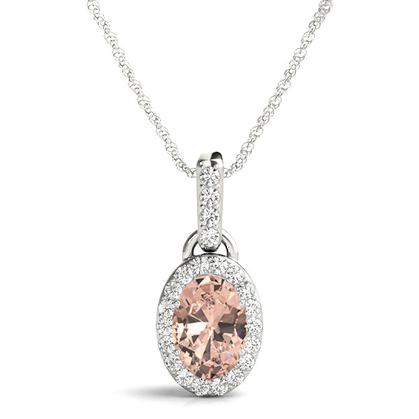 Oval Halo Diamond Pendant · 0.20 ct tw