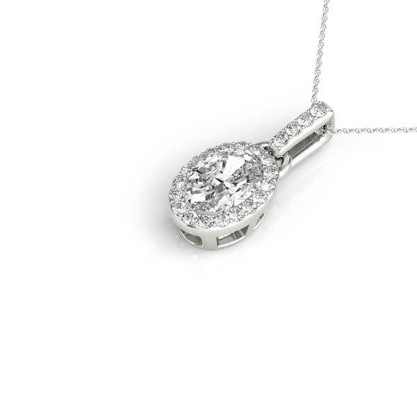 Oval Halo Diamond Pendant · 0.54 ct tw