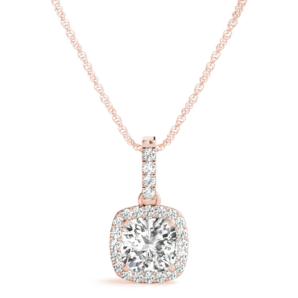 Cushion Halo Diamond Pendant · 0.22 ct tw