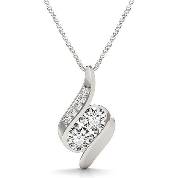 Round Two Stone Diamond Pendant · 0.99 ct tw