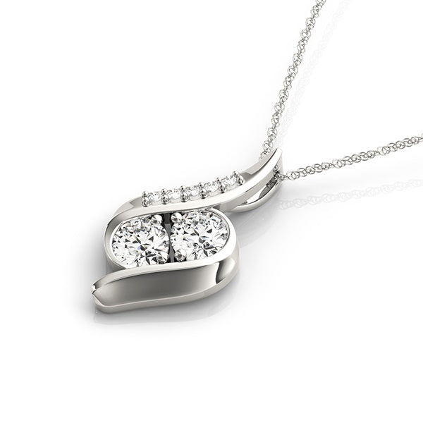 Round Two Stone Diamond Pendant · 0.99 ct tw