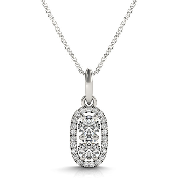 Round Two Stone Diamond Pendant · 1.11 ct tw