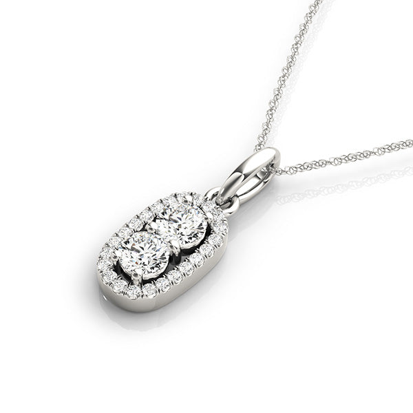 Round Two Stone Diamond Pendant · 1.11 ct tw