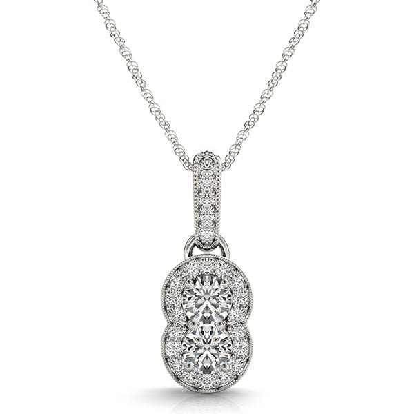 Round Two Stone Diamond Pendant · 0.37 ct tw