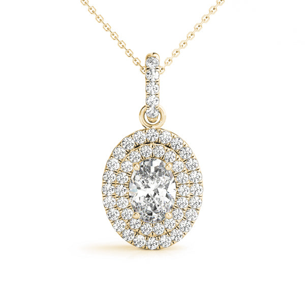 Oval Double Halo Diamond Pendant · 0.26 ct tw