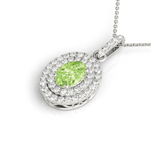 Oval Double Halo Diamond Pendant · 0.23 ct tw