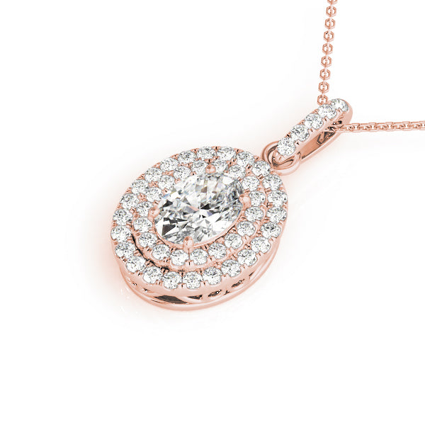 Oval Double Halo Diamond Pendant · 0.26 ct tw