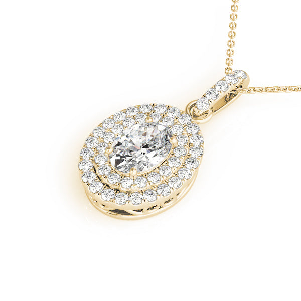 Oval Double Halo Diamond Pendant · 0.30 ct tw