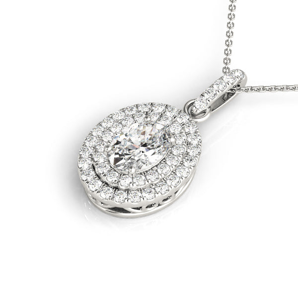Oval Double Halo Diamond Pendant · 0.30 ct tw