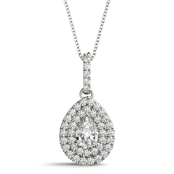 Pear 6x4 Double Halo Diamond Pendant · 0.24 ct tw