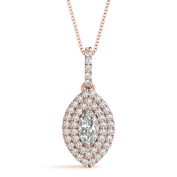 Marquise 10x5 Double Halo Diamond Pendant · 0.32 ct tw