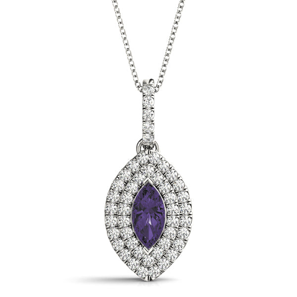 Marquise 8x4 Double Halo Diamond Pendant · 0.29 ct tw
