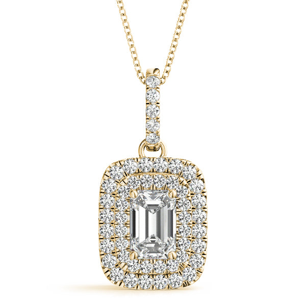 Emerald Cut 7x5 Double Halo Diamond Pendant · 0.30 ct tw