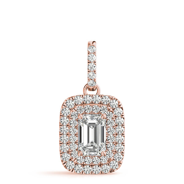Emerald Cut 7x5 Double Halo Diamond Pendant · 0.30 ct tw