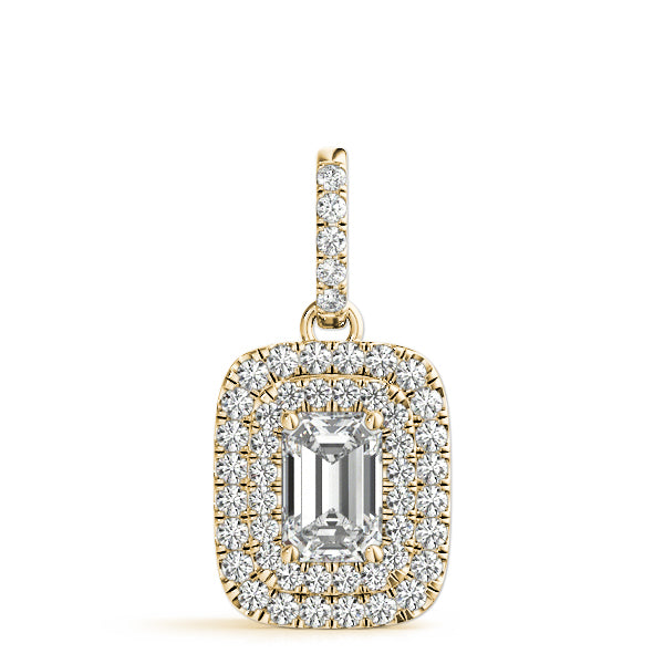 Emerald Cut 8x6 Double Halo Diamond Pendant · 0.34 ct tw