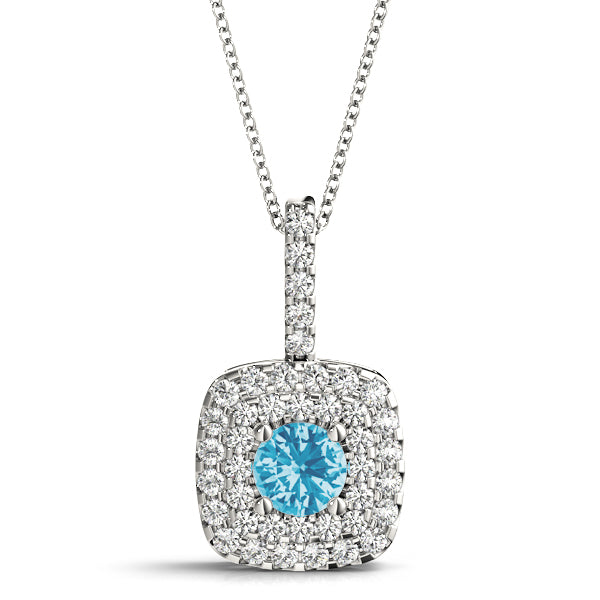 Round Double Cushion Halo Center Diamond Pendant · 1.32 ct tw