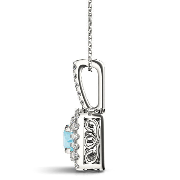 Round Double Cushion Halo Center Diamond Pendant · 0.77 ct tw